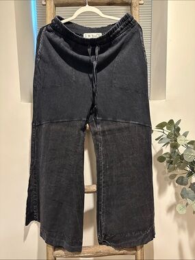 M. Rena Black Wide-Leg Drawstring Jeans - NWOT